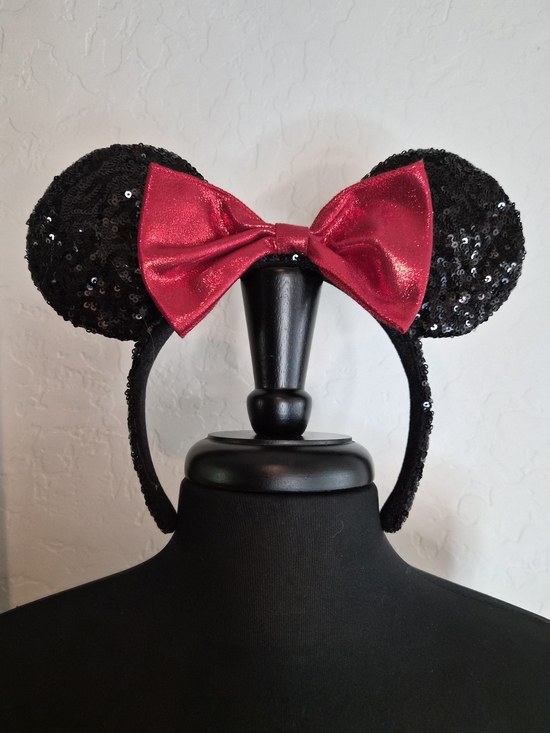 Source Unknown Other - Minnie Mouse Sequin Ears Headband w/ Big SHINY Red Bow